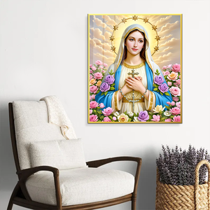 Toile moderne en cristal nu avec une surface lisse et des motifs <span class=keywords><strong>de</strong></span> la Vierge Marie et <span class=keywords><strong>de</strong></span> la croix, idéale pour la décoration murale <span class=keywords><strong>de</strong></span> la maison. - Product Image 6