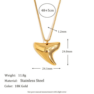 Collana con Ciondolo Manta Ray in Acciaio Inossidabile Placcato Oro 18K, Charm a Forma di Pungia di Squalo, Catena a Maglia, Gioielli con Animali Marini per Donne - Product Image 3