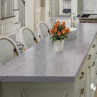 Dalle de quartz gris brume moderne DCT GS1010 avec fines veines, surface solide antibactérienne pour plan de travail de salle à manger