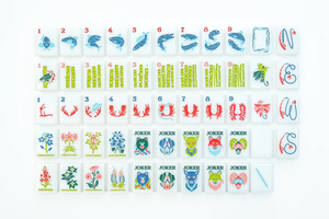 Portable 4-Player Plastic <b>Mahjong</b> <b>Set</b>, Classic Animal & Flower Design - Product Image 1