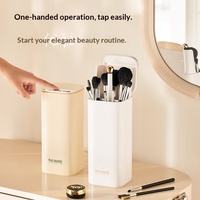 Boîte de rangement pour pinceaux de maquillage en plastique anti-poussière, style INS, capacité 3L, avec couvercle relevable, pour coiffeuse et usage quotidien