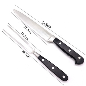De acero inoxidable cuchillo y tenedor triple remache con empuñadura ergonómica herramienta de barbacoa <span class=keywords><strong>para</strong></span> carne de carne <span class=keywords><strong>asado</strong></span> jamón y Turquía - Product Image 2