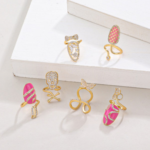 แหวนนิ้วเปิดประดับเพชรทังสเตนทรงเรขาคณิตสไตล์ยุโรปอเมริกัน ดีไซน์เก๋ไก๋ สวยหรู สำหรับผู้หญิง - Product Image 4