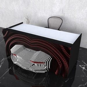 Mostrador de Recepción en Forma de L de Madera Maciza Moderna con Diseño de Automóvil, Diseño Personalizado, Estética Elegante, Funcional, para Uso Comercial, Escuela, Supermercado - Product Image 4