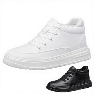 Zapatillas deportivas de skate para hombre, de caña media, de cuero, con aumento de altura interno, suela gruesa, plataforma, con cordones - Product Image 3