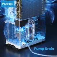 Déshumidificateur électrique à compresseur en plastique Manja Factory 10L 12L, anionique, WiFi, silencieux, pour usage domestique et commercial, contrôle tactile, R290
