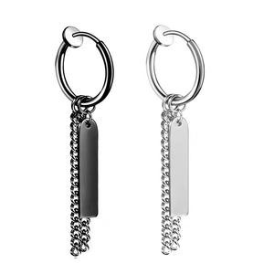 TikTok <b>Earrings</b> Pendant <b>Earrings</b> Titanium Steel Tassel Unisex Fashion Jewelry - Product Image 2