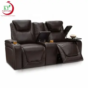 JKY Furniture Living Room Electric Cinema Sofa Lover Seats Theater Furniture Synthetic Leather With USB And LED Lights