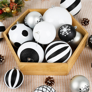 Haute qualité PVC boule suspendue décoration de noël noir blanc peint arbre Arrangement ornements pour magasin scènes maison tentures - Product Image 3