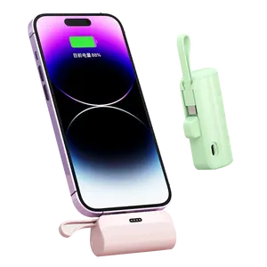 2023 5000mAh Mini Charging Bank mobile powerbank With Cable/lanyard Digital Display Portable External Battery for phone/type-c