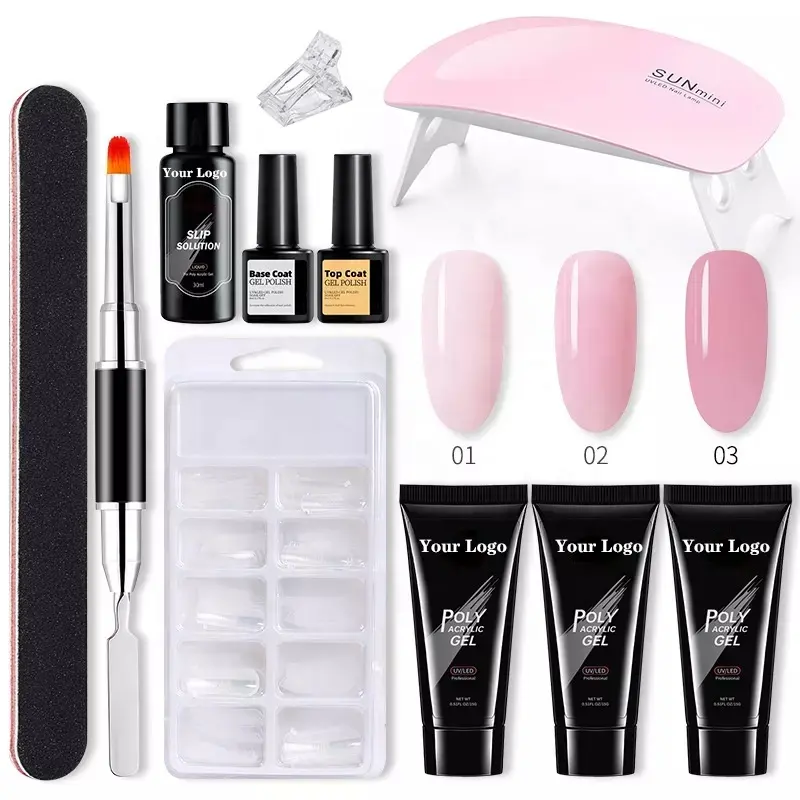 Kit de extensão de unha líquida acrílica, profissional, com lâmpada uv, kit de esmalte de unha de gel uv, venda imperdível