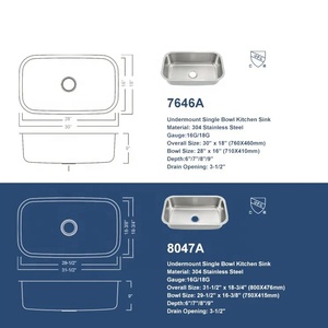 XHHL-5945A CUPC 스테인레스 스틸 언더마운트 싱크 싱글 볼 발코니 화장실 싱크대 주방 싱크 - Product Image 2