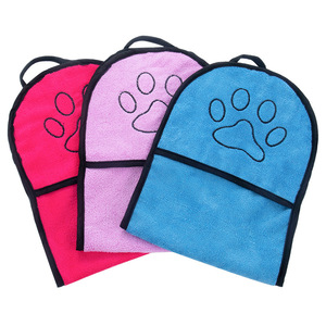 <span class=keywords><strong>Serviette</strong></span> pour chien ultra absorbante, séchage rapide, serviettes de bain pour animaux de compagnie, microfibre super shammy avec poches pour les mains, pour chiens et chats de petite, moyenne et grande taille - Product Image 4