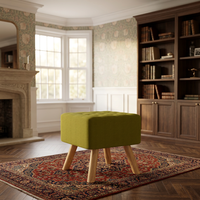 Banc Ottoman Multifonctionnel Moderne en Tissu Solide avec Rangement, Repose-Pieds Pouf Confortable et Portable pour Salon, Modèle Carré ZH1064