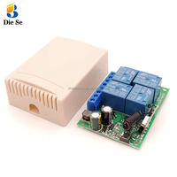 Interruptor de Control Remoto AC220V 4CH, Receptor de Relé Inalámbrico, Controlador Universal para Garaje, Interruptor de Luz Remoto