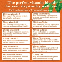 Bonbons gélifiés multivitaminés, complément alimentaire, complexe vitaminique, zinc, calcium, améliore la densité osseuse, soutien immunitaire général pour adultes