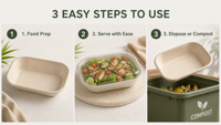 Barquette alimentaire biodégradable en bagasse de canne à sucre 700 ml, conteneur jetable pour la préparation des repas, idéal pour la restauration et les événements.