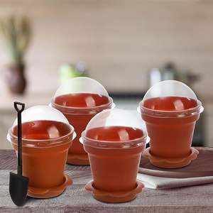 Gobelets à dessert en <span class=keywords><strong>plastique</strong></span> PP de haute qualité 5,8 oz/170 ml avec couvercles et cuillères, design mini-pot de fleurs <span class=keywords><strong>personnalisé</strong></span>, écologiques, non toxiques, pour crème glacée - Product Image 3