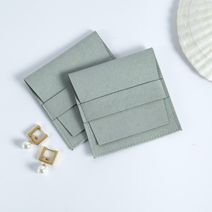 Bolsa de Joyería de Microfibra de Terciopelo, Rectangular, con Ribete Verde Claro, 8x8cm, Embalaje para Pulseras, Embalaje para Puntos de Venta - Product Image 3