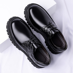 Zapatos Derby de Cuero para Hombre, Suela Gruesa, Tacón Bajo, Acolchados, Formales, para Boda, Casuales, de Vestir - Product Image 3