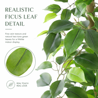 Arbre artificiel en PE hyper-réaliste Ficus 220 cm, résistant aux UV/au feu, haute qualité, toucher réaliste, écologique, luxe moderne, intérieur/extérieur
