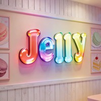 Enseigne lumineuse LED 3D personnalisée en acrylique, logo lumineux en cristal de gelée pour la publicité en vitrine