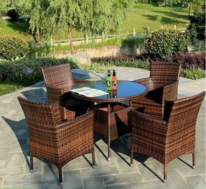 Ngoài trời mây ăn đặt 5 mảnh PE <span class=keywords><strong>wicker</strong></span> Patio đồ nội thất với bàn tròn và 4 ghế bành cho sân vườn, ban công, quán cà phê, khu nghỉ mát - Product Image 5