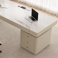 Bureau d'ordinateur Cokovo Commercial en pierre, style crème, moderne et simple, avec plateau en dalle de roche, pour le travail, le stockage, la beauté médicale et la consultation, garantie 3 ans