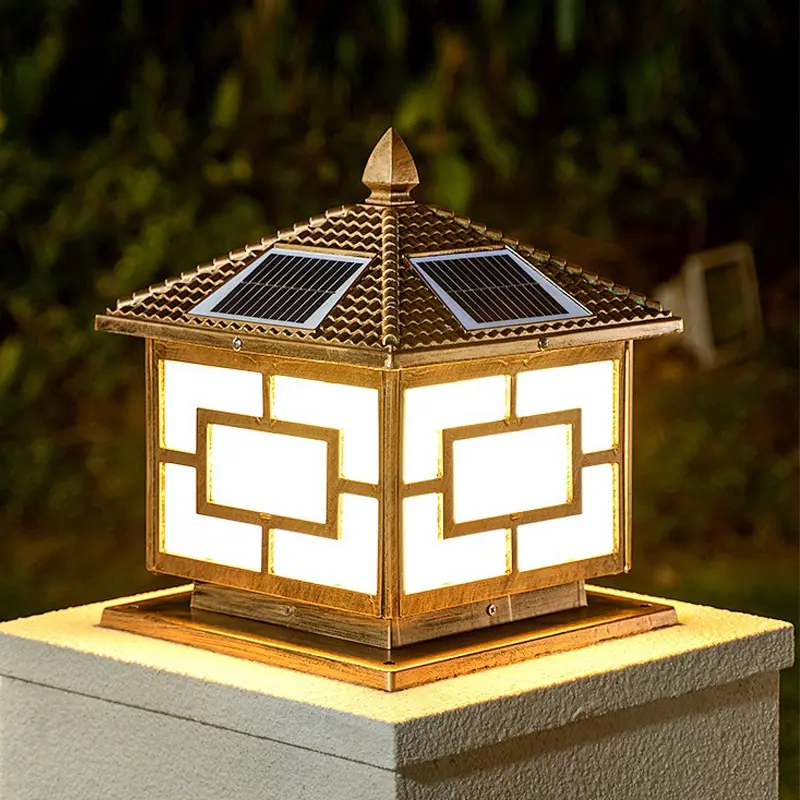 Hot Sell Decorative Solar Gate Post Pillar Light Manufacture Luminous LED Body Lamp Power Item Lighting Die Rohs Protection Flux