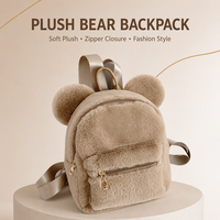 Sac à dos avec oreilles d'ours en peluche pour femmes et filles, mini sac à dos mignon en peluche avec sangle réglable pour l'école, les voyages, cadeau
