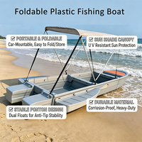 Bateau de pêche pliable en PE et aluminium de haute qualité, durable, portable, monté sur un SUV, mini-bateau pliable avec moteur pour la pêche