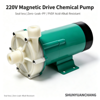 Pompe chimique industrielle à entraînement magnétique 220V, zéro fuite, résistante aux acides, en PP PVDF, pompe centrifuge sans joint, OEM, garantie 1 an