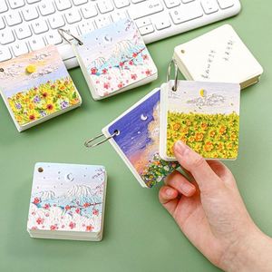 Customizable 80-Page <b>Memo</b> <b>Pad</b> Notebook New Oil Painting Landscape Design Loose-leaf Pocket Notepad for School Students Top Coil - Product Image 4