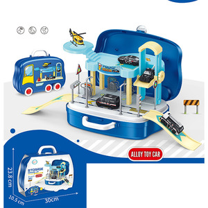 Valise de jeu multifonctionnelle pour enfants avec circuit de voitures, modèles de voitures, <span class=keywords><strong>parking</strong></span> de rangement et fonction de jeu d'imitation, jouet préscolaire - Product Image 1