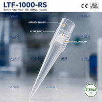 Embouts de pipette filtrante stériles en polypropylène 1000 µL, consommables de laboratoire, compatibles LTS à faible rétention, emballés en rack plastique (en option)