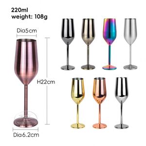 Vaso de Acero Inoxidable 304 Personalizado, Elegante y Único, para Cócteles, Bebidas, Irrompible, con Tallo, 220 ml, para Vino, Champán - Product Image 2