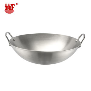 Sartén <span class=keywords><strong>Wok</strong></span> de acero inoxidable de estilo chino grande mate con asas dobles de acero inoxidable de 30cm a 80cm - Product Image 1