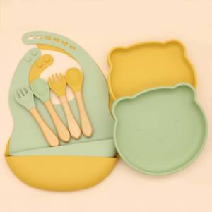 Vaisselle pour bébés, assiettes d'alimentation sans Bpa, motifs ours, dessin animé, Set de table pour bébés, ensemble de repas, cadeau pour enfants - Product Image 3
