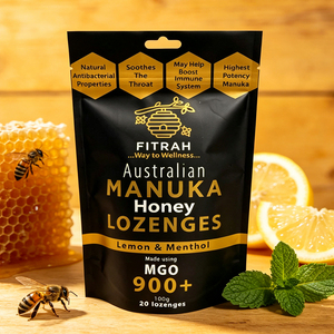 Custom Printed Black Stand Up Pouch Food Grade Zipper Bag 100g For Snack Honey Lozenges Packaging with Hole - Product Image 1