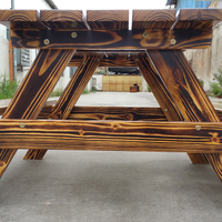 Muebles de jardín retro para exteriores, mesa rectangular con estructura duradera, mesa de restaurante de madera maciza para Espacio Público Urbano