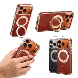 Custodia per telefono Denior in vera pelle stampata elettroplaccata con supporto girevole, compatibile con le serie iPhone 17/16/15/14/13 - Product Image 6