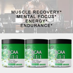 Poudre de BCAA avec caféine naturelle, poudre d'énergie pré-entraînement BCAA pour la récupération musculaire, la croissance musculaire maigre et l'endurance, pomme verte - Product Image 3