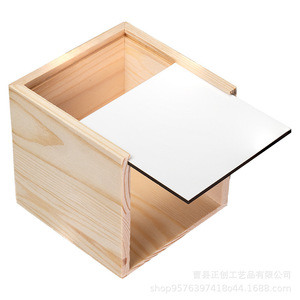 Solid Wood Cosmetic Brush Holder Square Custom Made With Printing Logo For <b>Makeup</b> Organizers - Product Image 5