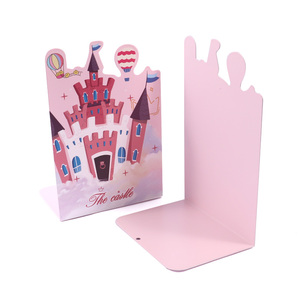 FOSKA 1 Paio di Fermalibri in Metallo Resistente a Forma di Castello Rosa per Riviste, Libri, DVD, Enciclopedie e Libri di Testo - Product Image 1
