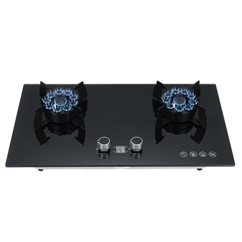 Household 2 Burners Gas Cookers Stove Durable Double Flip Burner Cooktop Kitchen Tempered Glass Gas Stove