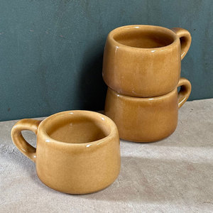 Tasses en céramique de grès de qualité supérieure, faites à la main, cuite à haute température, couleur jaune moutarde, avec poignée, capacité 80 ml, compatibles four et micro-ondes, finition lisse - Product Image 2