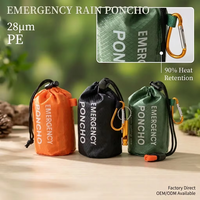 Poncho de survie thermique d'urgence professionnel portable en film PE et aluminium, imperméable et respirant, avec sac de transport pour l'escalade et les excursions