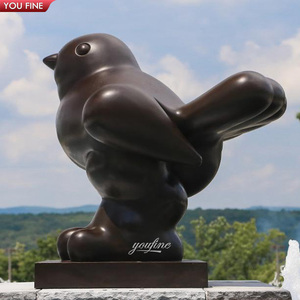 Escultura de Jardín Grande de Latón Fundido Negro, Estatua de Pájaro Gordo de Bronce de <span class=keywords><strong>Fernando</strong></span> Botero - Product Image 1