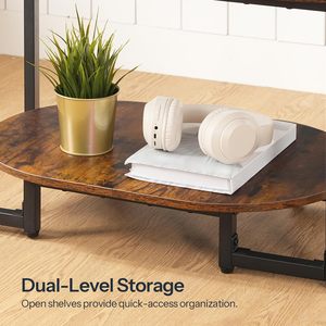 Mesa de Centro Moderna Ovalada SENYU con Tapa de Madera, Estructura Metálica y Estante de Almacenamiento para Muebles de Sala - Product Image 5