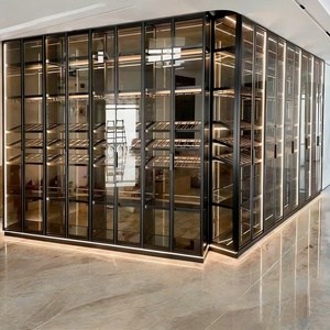 ארון יין גדול לקיר, מדף יין, תצוגת כוסות ויסקי, ארון מתכת וזכוכית לסלון, ארון תצוגת יין, ארון בר - Product Image 6